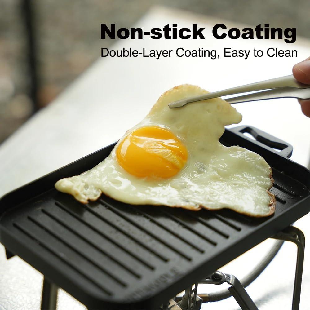 imageFire Maple Compact Aluminium Alloy Mini Griddle Set with Stainless Steel Tongs Portable Heating Kit for Outdoor and Indoor Use