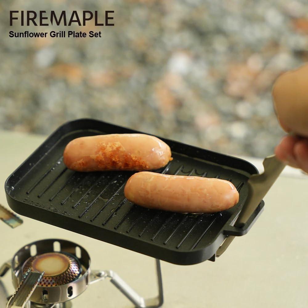 imageFire Maple Compact Aluminium Alloy Mini Griddle Set with Stainless Steel Tongs Portable Heating Kit for Outdoor and Indoor Use