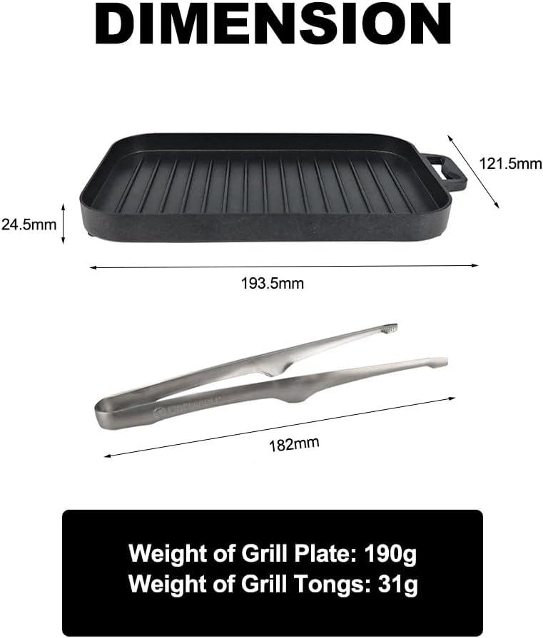 imageFire Maple Compact Aluminium Alloy Mini Griddle Set with Stainless Steel Tongs Portable Heating Kit for Outdoor and Indoor Use