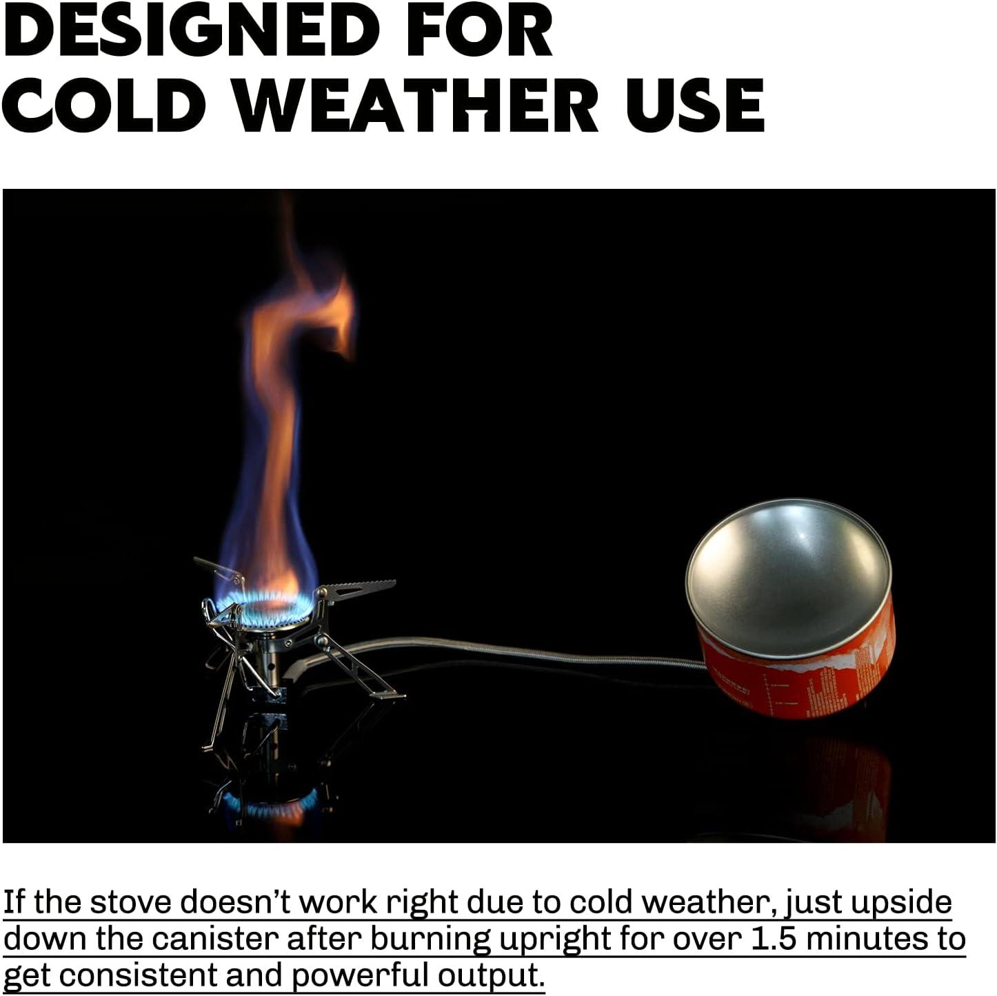 imageFire Maple FMS118 Camping and Backpacking Stove Portable Foldable Gas Burner with preheat tube Ideal for Backpacking Hiking Camping Emergency use