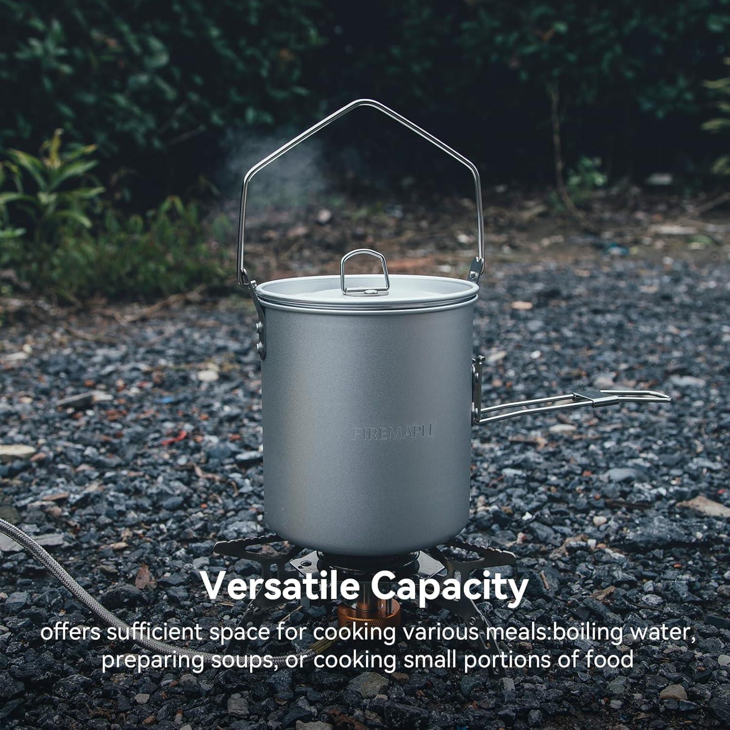 imageFire Maple Frost 09L Camping Pot Aluminum with Detachable Handle Backpack Bushcraft Gear Campfire Cooking Equipment Selflocking Handle