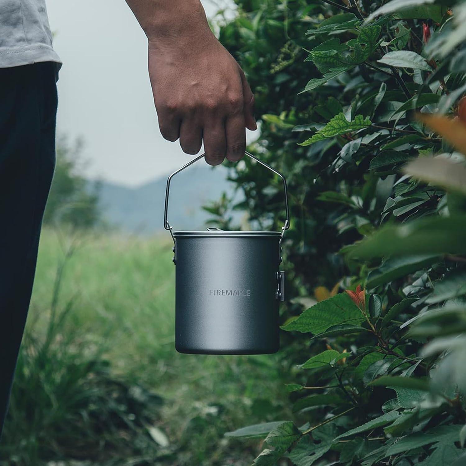 imageFire Maple Frost 09L Camping Pot Aluminum with Detachable Handle Backpack Bushcraft Gear Campfire Cooking Equipment Selflocking Handle