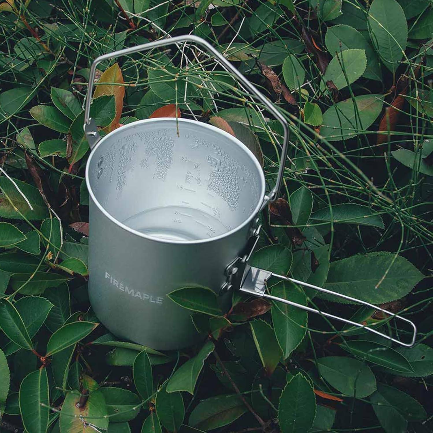imageFire Maple Frost 09L Camping Pot Aluminum with Detachable Handle Backpack Bushcraft Gear Campfire Cooking Equipment Selflocking Handle