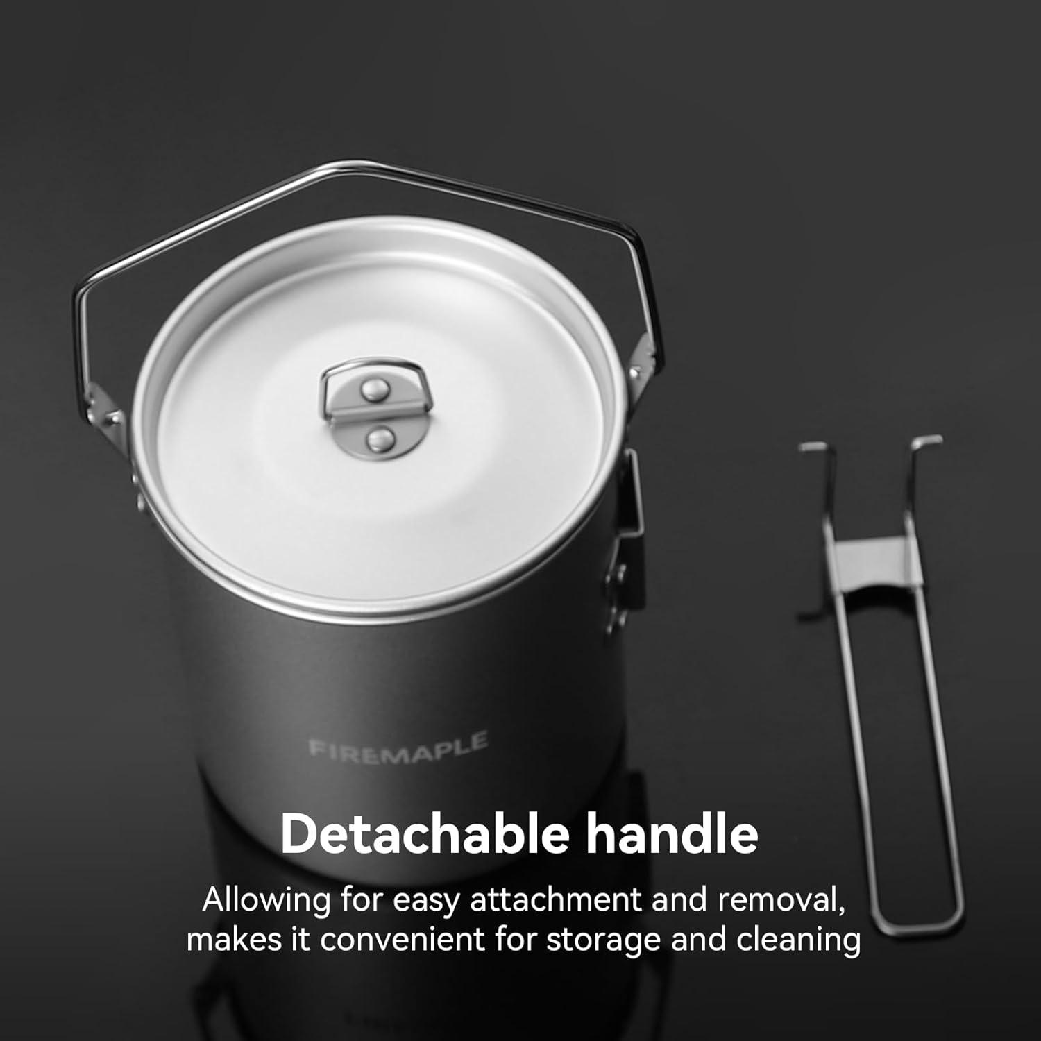 imageFire Maple Frost 09L Camping Pot Aluminum with Detachable Handle Backpack Bushcraft Gear Campfire Cooking Equipment Selflocking Handle