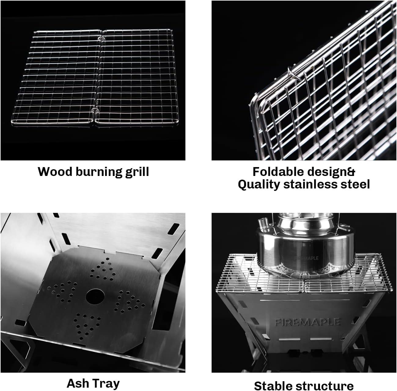 imageFire Maple Maverick Wood Stove Portable Durable Stainless Steel Campfire Stove Ideal for Camping Backpacking Hiking Trips Triangle VersionSquare Version