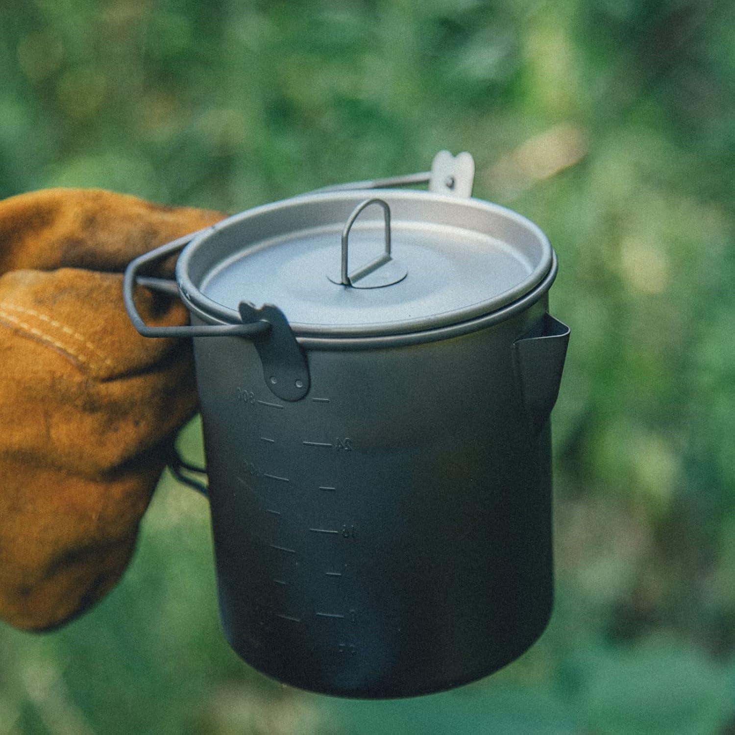 imageFireMaple Alti Titanium Cup Ultralight Camping Mug with Scale Foldable Drinkware for Coffee Tea Ideal for Hiking Backpacking and Camp Use 900ML