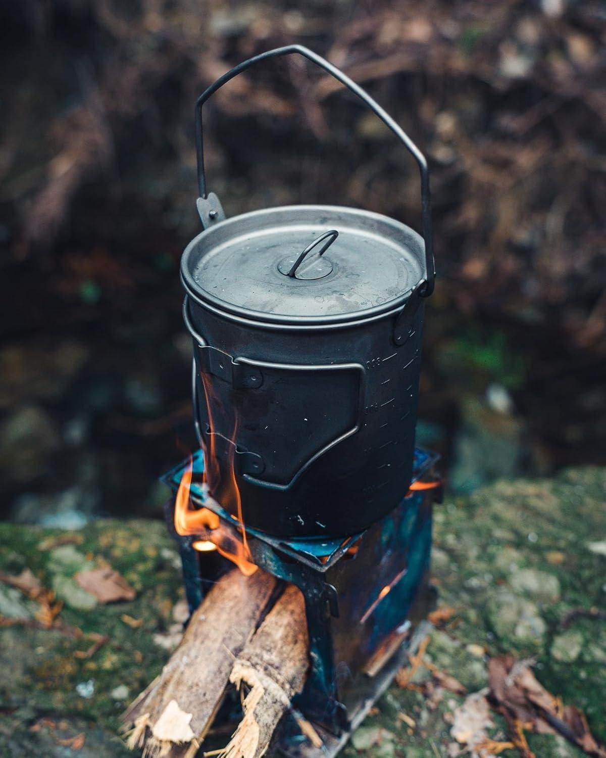 imageFireMaple Alti Titanium Cup Ultralight Camping Mug with Scale Foldable Drinkware for Coffee Tea Ideal for Hiking Backpacking and Camp Use 900ML