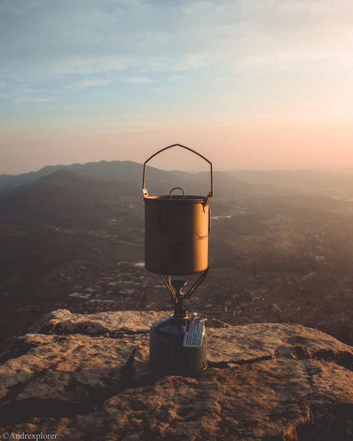 imageFireMaple Alti Titanium Cup Ultralight Camping Mug with Scale Foldable Drinkware for Coffee Tea Ideal for Hiking Backpacking and Camp Use 900ML