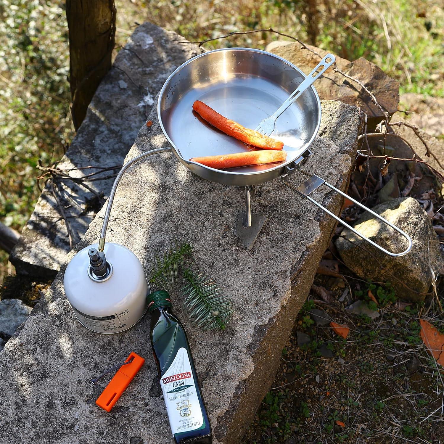 imageFireMaple Antarcti 8quot Frying Pan SUS 304 Stainless Steel Skillet Durable and Easy to Clean Ideal for Camping Fishing Bushcraft