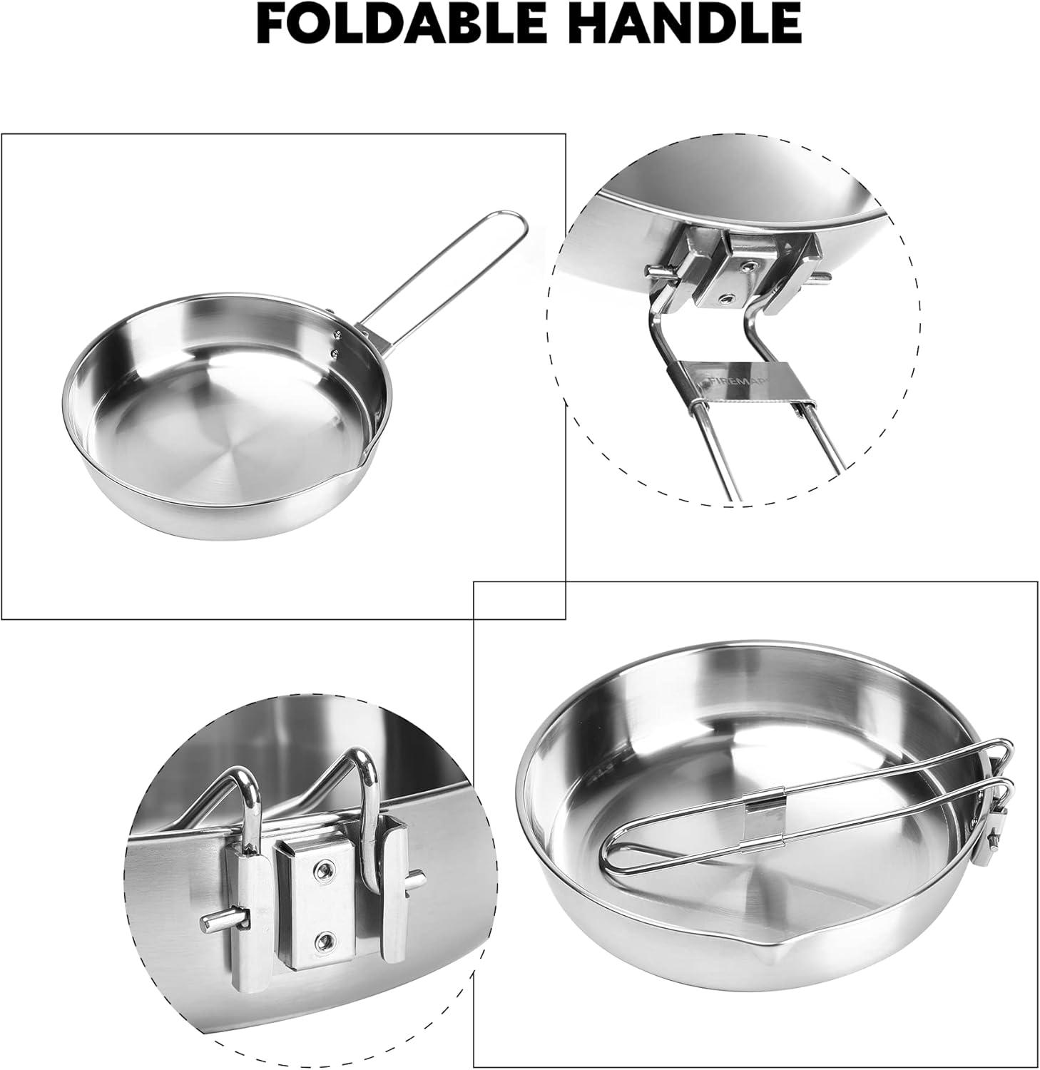 imageFireMaple Antarcti 8quot Frying Pan SUS 304 Stainless Steel Skillet Durable and Easy to Clean Ideal for Camping Fishing Bushcraft