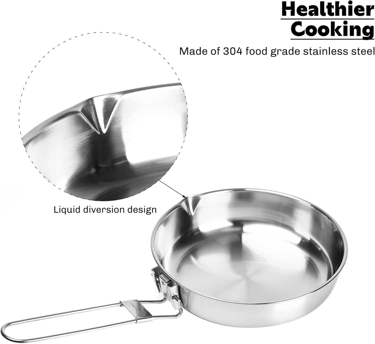 imageFireMaple Antarcti 8quot Frying Pan SUS 304 Stainless Steel Skillet Durable and Easy to Clean Ideal for Camping Fishing Bushcraft