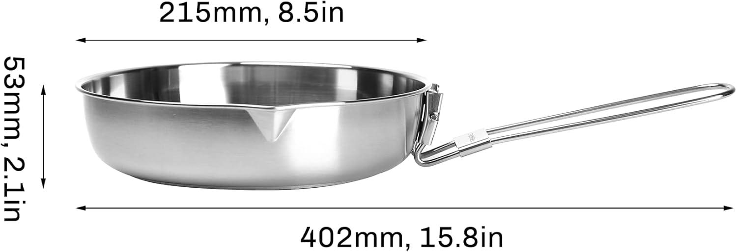 imageFireMaple Antarcti 8quot Frying Pan SUS 304 Stainless Steel Skillet Durable and Easy to Clean Ideal for Camping Fishing Bushcraft