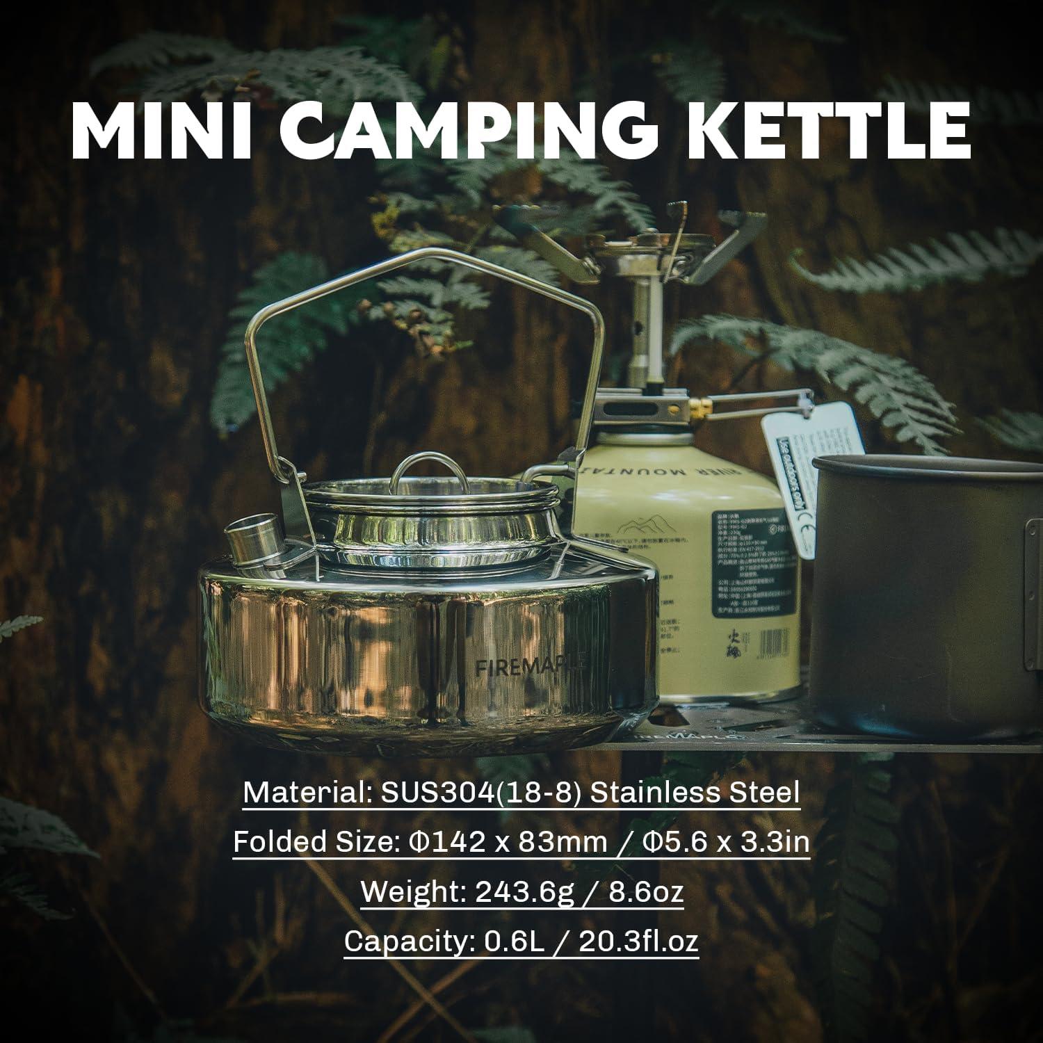 imageFireMaple Antarcti Portable 1 Liter Lightweight Stainless Steel Camping Kettle Durable and Portable Camp Tea Pot Ideal for Bushcraft and Outdoor Campfire Use06 Quarts