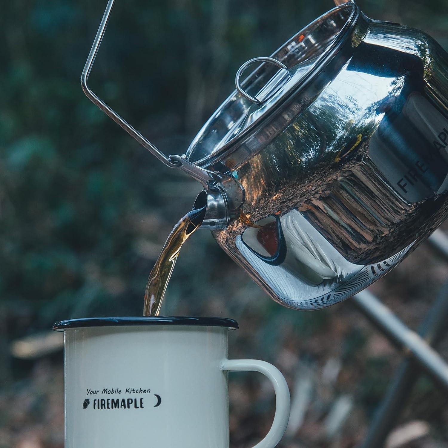 imageFireMaple Antarcti Portable 1 Liter Lightweight Stainless Steel Camping Kettle Durable and Portable Camp Tea Pot Ideal for Bushcraft and Outdoor Campfire Use13 Quarts