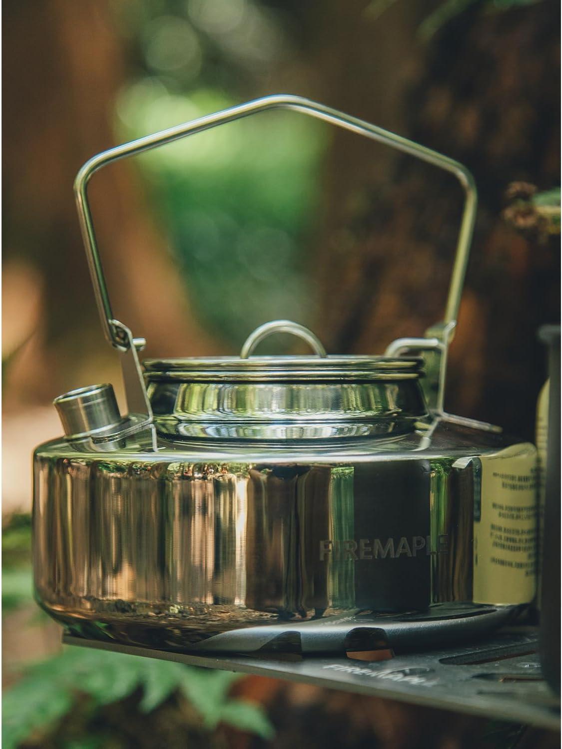 imageFireMaple Antarcti Portable 1 Liter Lightweight Stainless Steel Camping Kettle Durable and Portable Camp Tea Pot Ideal for Bushcraft and Outdoor Campfire Use06 Quarts