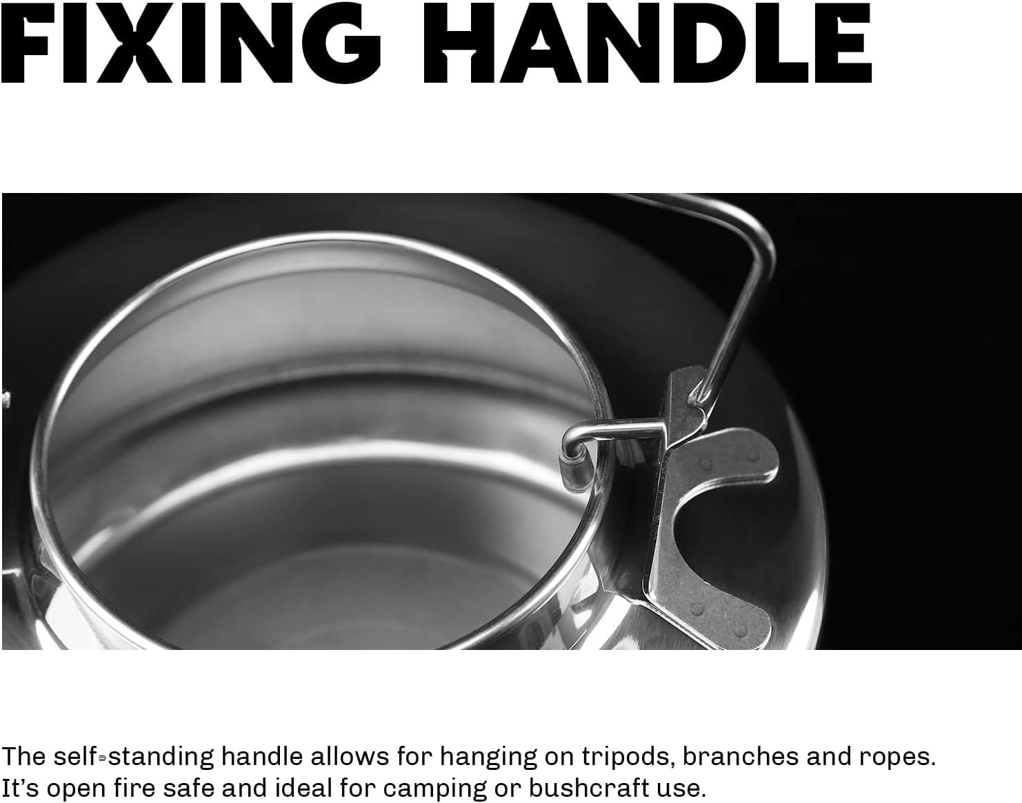 imageFireMaple Antarcti Portable 1 Liter Lightweight Stainless Steel Camping Kettle Durable and Portable Camp Tea Pot Ideal for Bushcraft and Outdoor Campfire Use16 Quarts