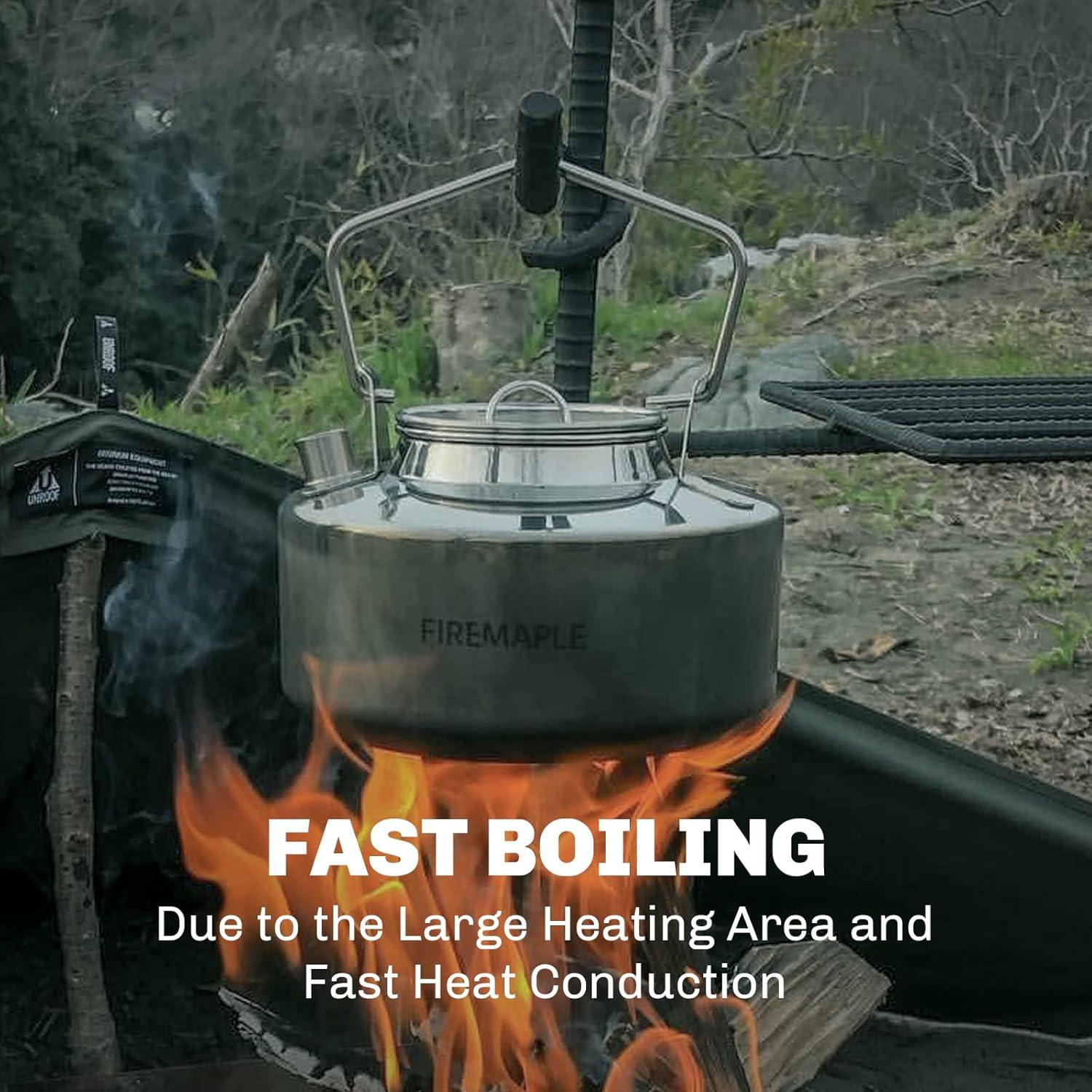 imageFireMaple Antarcti Portable 1 Liter Lightweight Stainless Steel Camping Kettle Durable and Portable Camp Tea Pot Ideal for Bushcraft and Outdoor Campfire Use11 Quarts