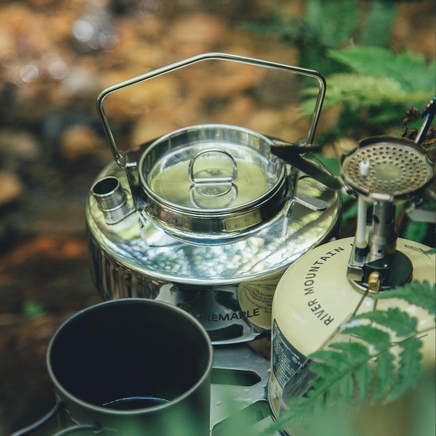 imageFireMaple Antarcti Portable 1 Liter Lightweight Stainless Steel Camping Kettle Durable and Portable Camp Tea Pot Ideal for Bushcraft and Outdoor Campfire Use06 Quarts