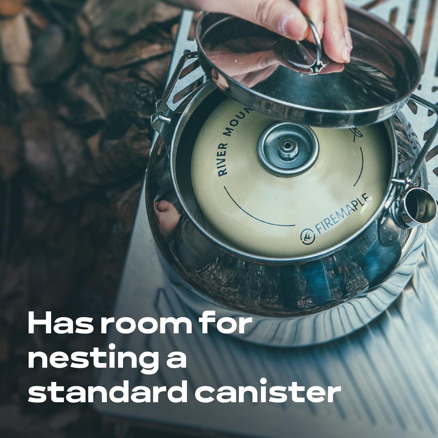 imageFireMaple Antarcti Portable 1 Liter Lightweight Stainless Steel Camping Kettle Durable and Portable Camp Tea Pot Ideal for Bushcraft and Outdoor Campfire Use13 Quarts