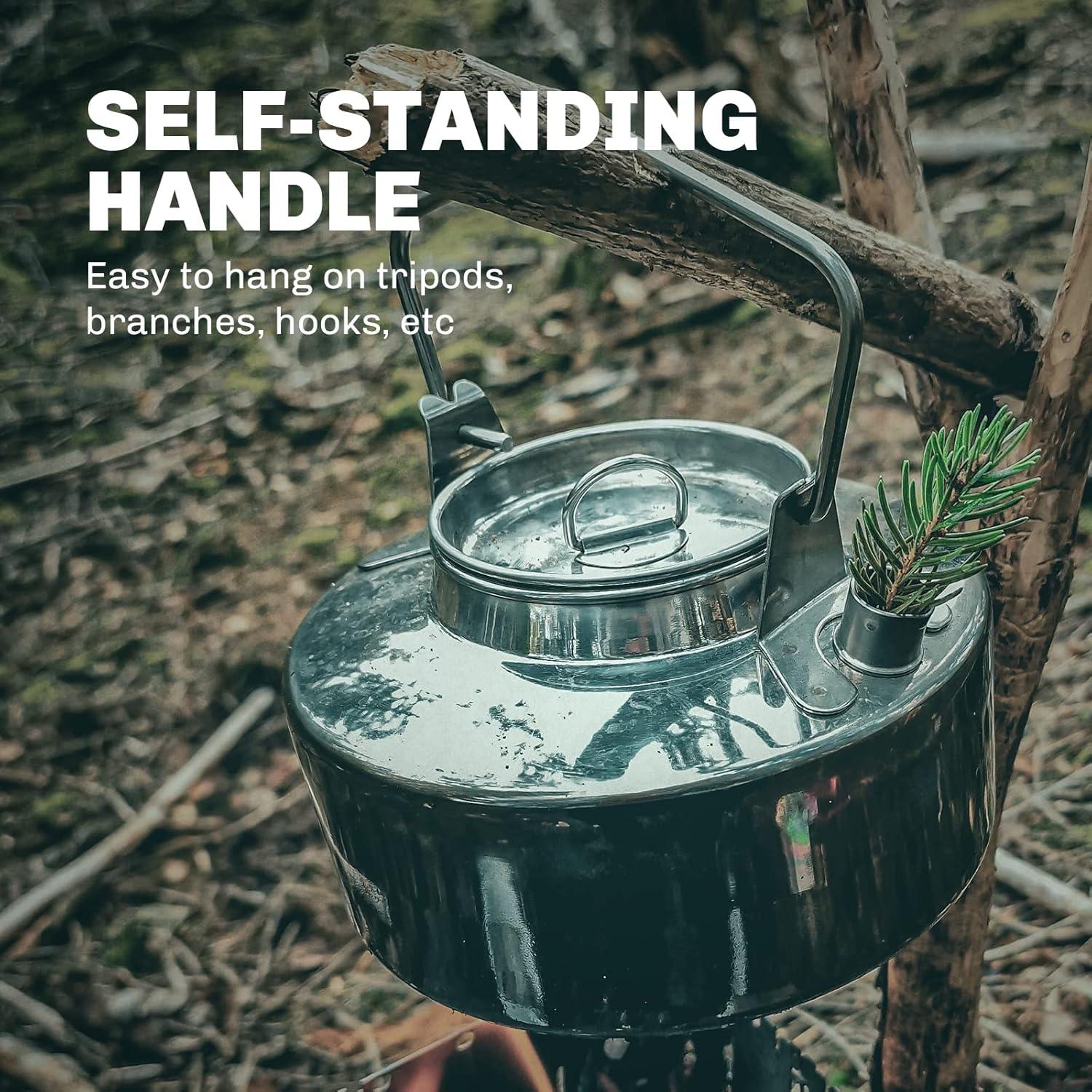 imageFireMaple Antarcti Portable 1 Liter Lightweight Stainless Steel Camping Kettle Durable and Portable Camp Tea Pot Ideal for Bushcraft and Outdoor Campfire Use11 Quarts