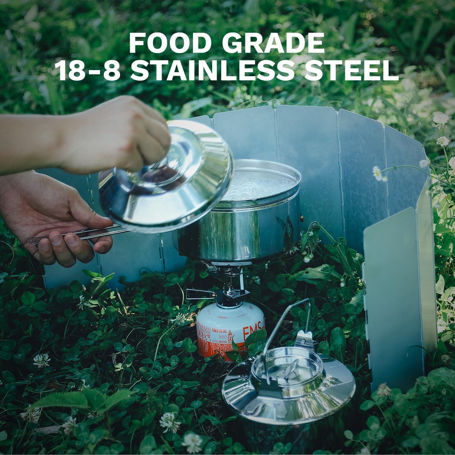 imageFireMaple Antarcti SS Kettle Pot Set 188 Stainless Steel all Steel Construction Ideal for Camping Bushcraft Use Compact Cookware Set