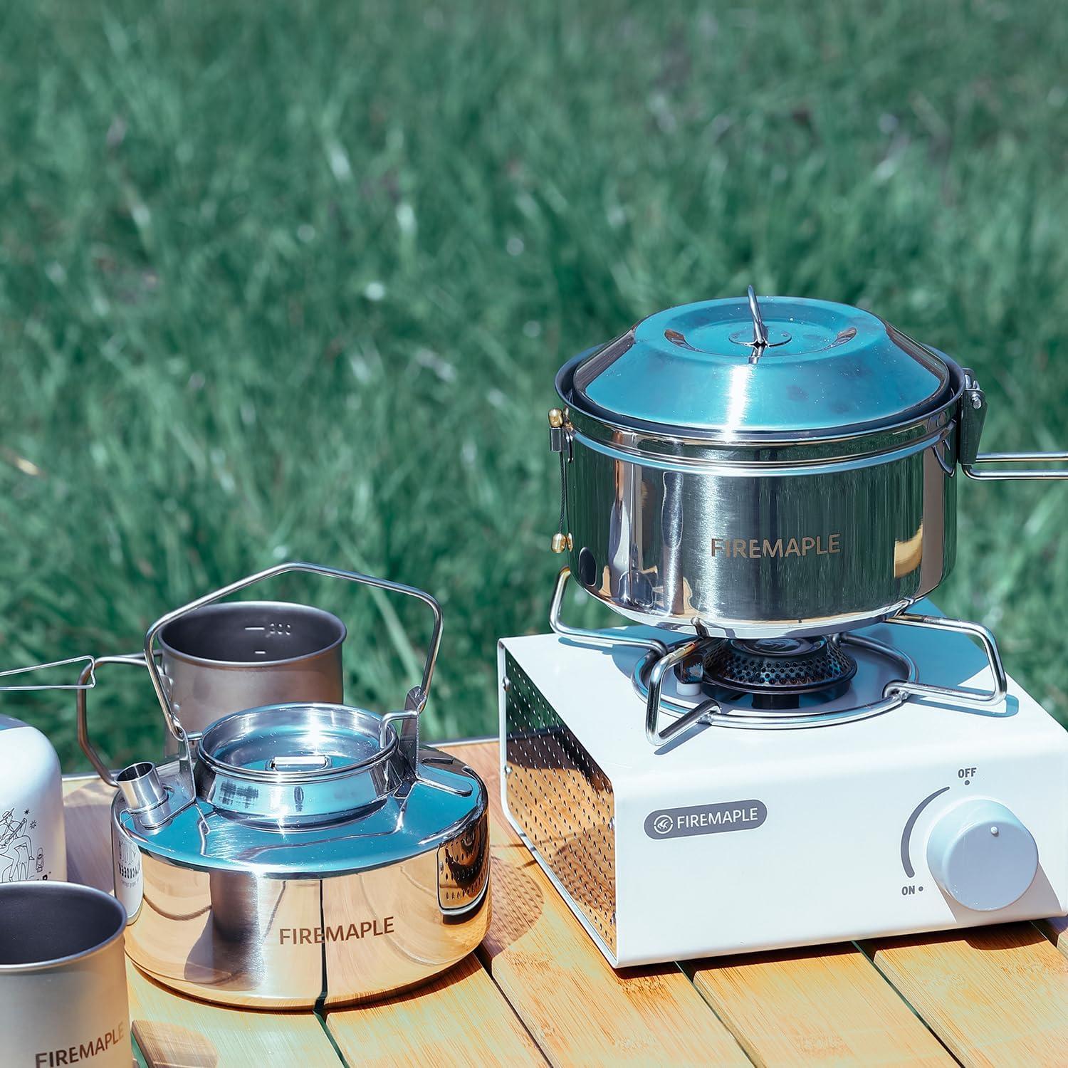 imageFireMaple Antarcti SS Kettle Pot Set 188 Stainless Steel all Steel Construction Ideal for Camping Bushcraft Use Compact Cookware Set