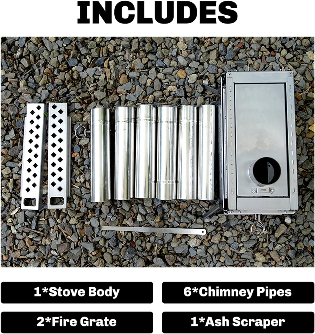 imageFireMaple Antarcti Tabletop Stove Outdoor Wood Burning Stove Portable with Chimney Pipe for Cooking and Camping