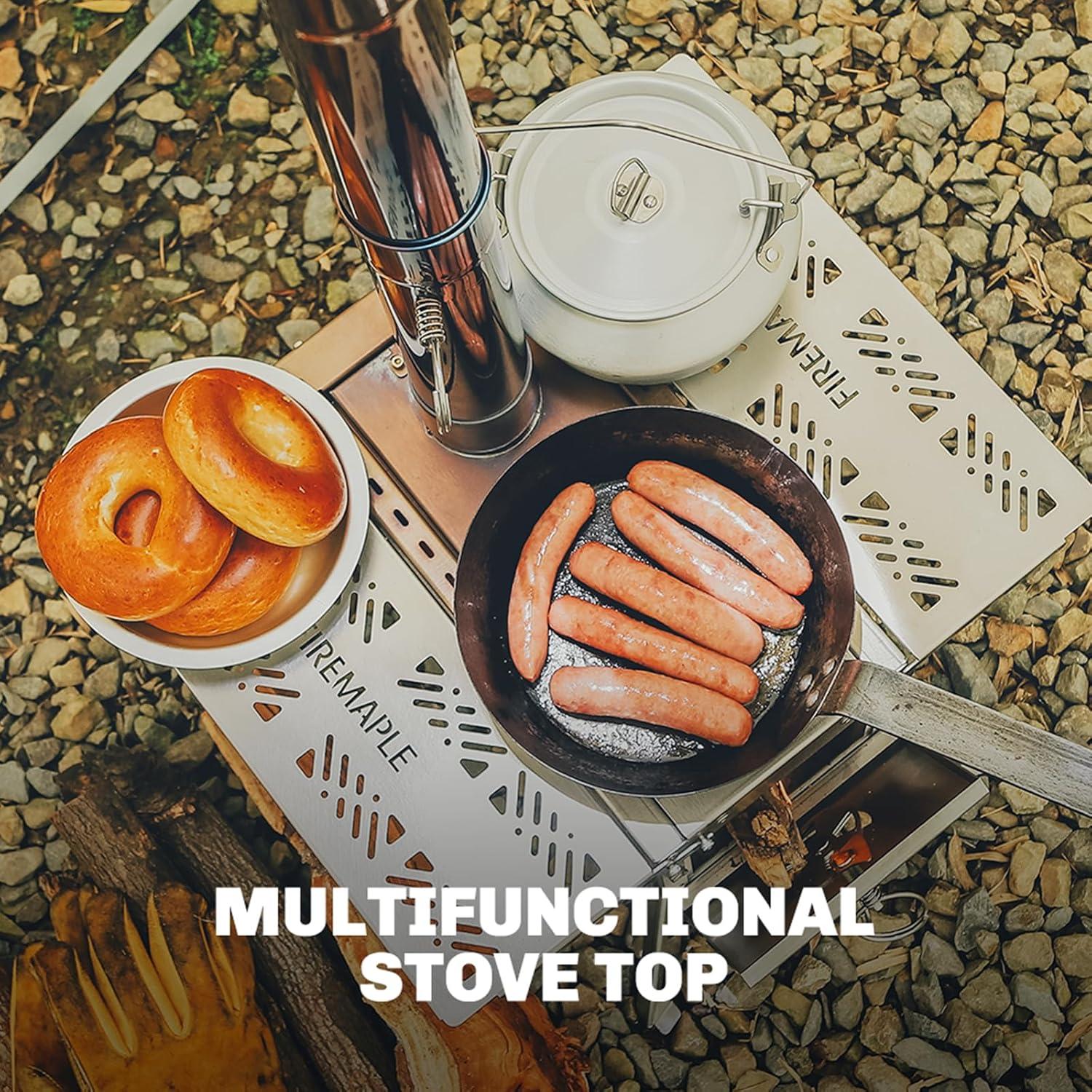 imageFireMaple Antarcti Tabletop Stove Outdoor Wood Burning Stove Portable with Chimney Pipe for Cooking and Camping