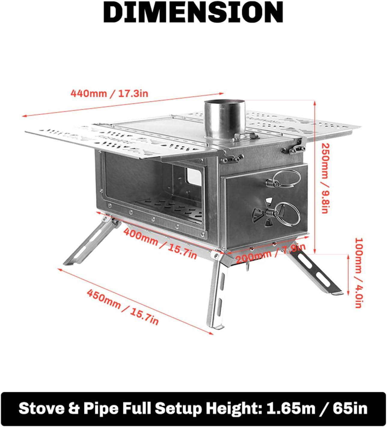 imageFireMaple Antarcti Tabletop Stove Outdoor Wood Burning Stove Portable with Chimney Pipe for Cooking and Camping
