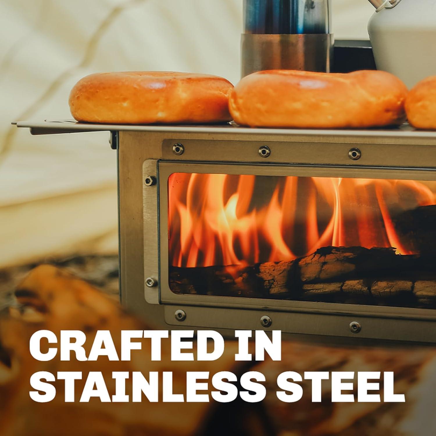 imageFireMaple Antarcti Tabletop Stove Outdoor Wood Burning Stove Portable with Chimney Pipe for Cooking and Camping