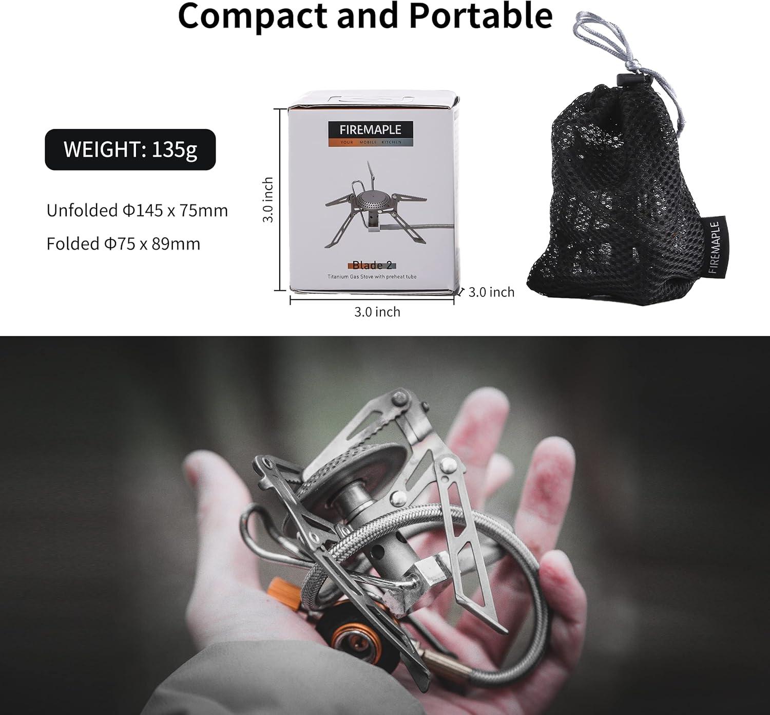 imageFireMaple FMS300T Portable Stove Ultra Light Hiking Stove Titanium for Backpacking Camping Outdoor ISPO Design Award Gold WinnerBlade 2