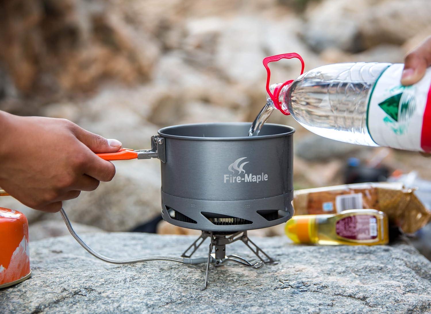 imageFireMaple Feast 15L Camping Gear Pot FMCK2 Easy to Clean Hard Anodized Aluminum and Stainless Steel Backpacking Pot Cookware Set and Mess Kit Camping Essentials ampamp Accessories