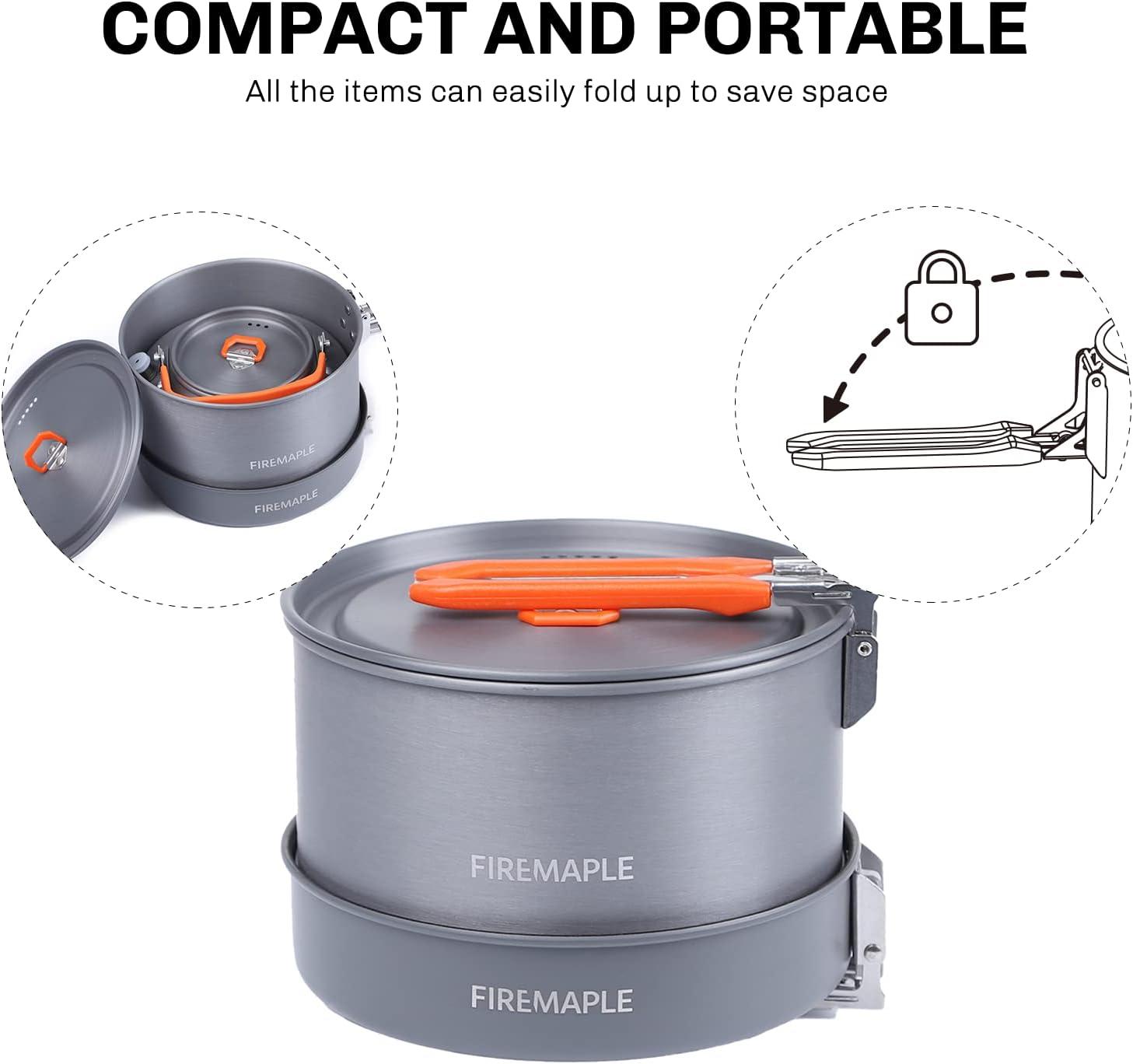 imageFireMaple Feast 4 Piece Camping Cookware Cookware Cookware Kit Outdoor Cookware Set with Pots Kettle Saucepans and Spatula for Hiking Fishing PicnicFeast heat exchanger