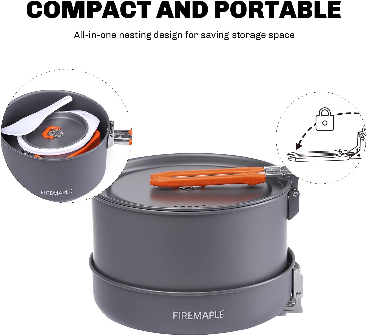 imageFireMaple Feast 4 Piece Camping Cookware Cookware Cookware Kit Outdoor Cookware Set with Pots Kettle Saucepans and Spatula for Hiking Fishing PicnicFeast4orange