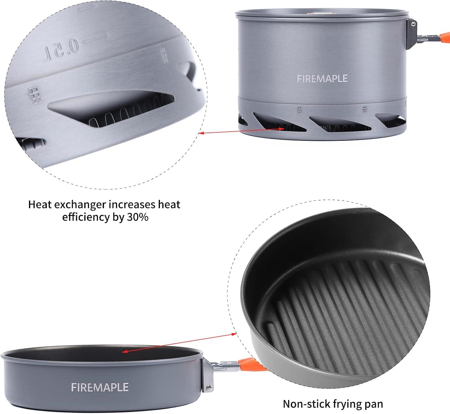 imageFireMaple Feast 4 Piece Camping Cookware Cookware Cookware Kit Outdoor Cookware Set with Pots Kettle Saucepans and Spatula for Hiking Fishing PicnicFeast heat exchanger