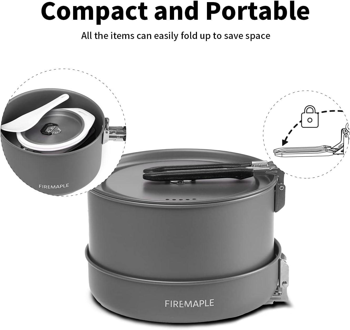imageFireMaple Feast 4 Piece Camping Cookware Cookware Cookware Kit Outdoor Cookware Set with Pots Kettle Saucepans and Spatula for Hiking Fishing PicnicFeast4black