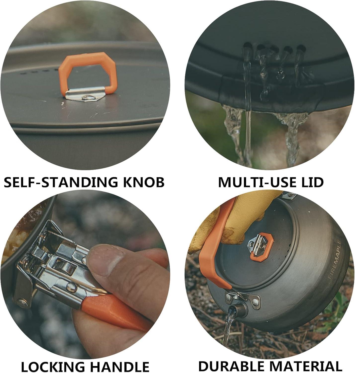 imageFireMaple Feast 4 Piece Camping Cookware Cookware Cookware Kit Outdoor Cookware Set with Pots Kettle Saucepans and Spatula for Hiking Fishing PicnicFeast4orange