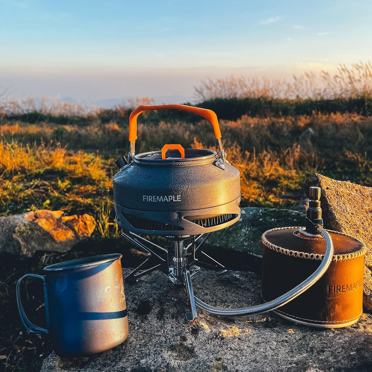 imageFireMaple Feast 4 Piece Camping Cookware Cookware Cookware Kit Outdoor Cookware Set with Pots Kettle Saucepans and Spatula for Hiking Fishing PicnicFeast heat exchanger
