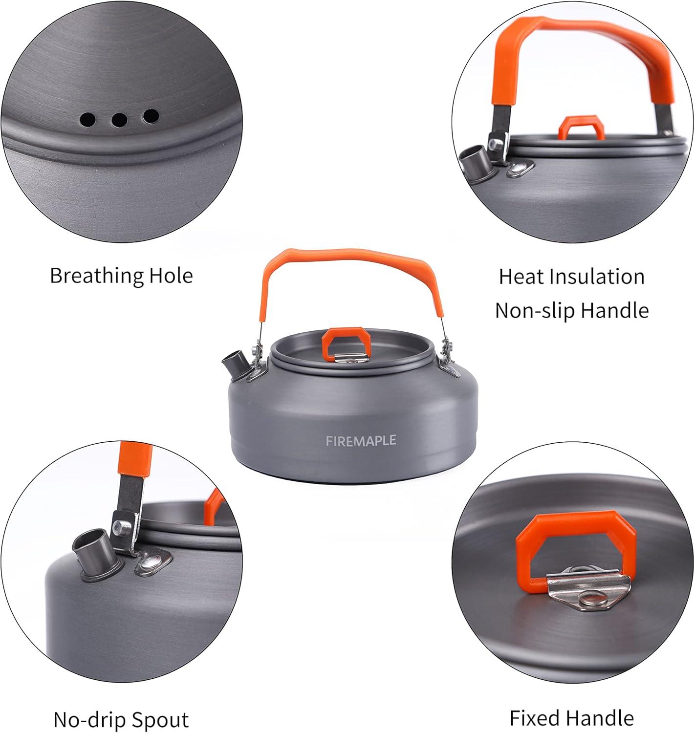 imageFireMaple Feast T3 Camping Kettle 08 Liter Lightweight Portable Teapot Aluminum for hiking campingFiremapleFMCT3