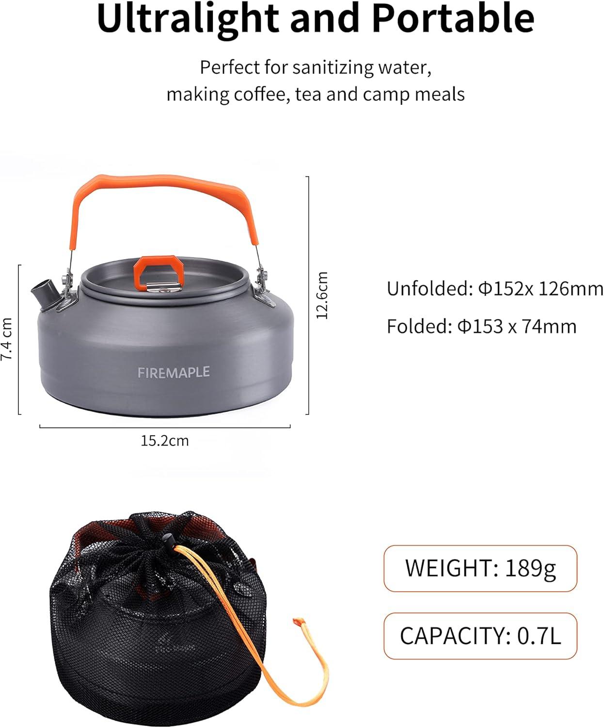 imageFireMaple Feast T3 Camping Kettle 08 Liter Lightweight Portable Teapot Aluminum for hiking campingFiremapleFMCT3