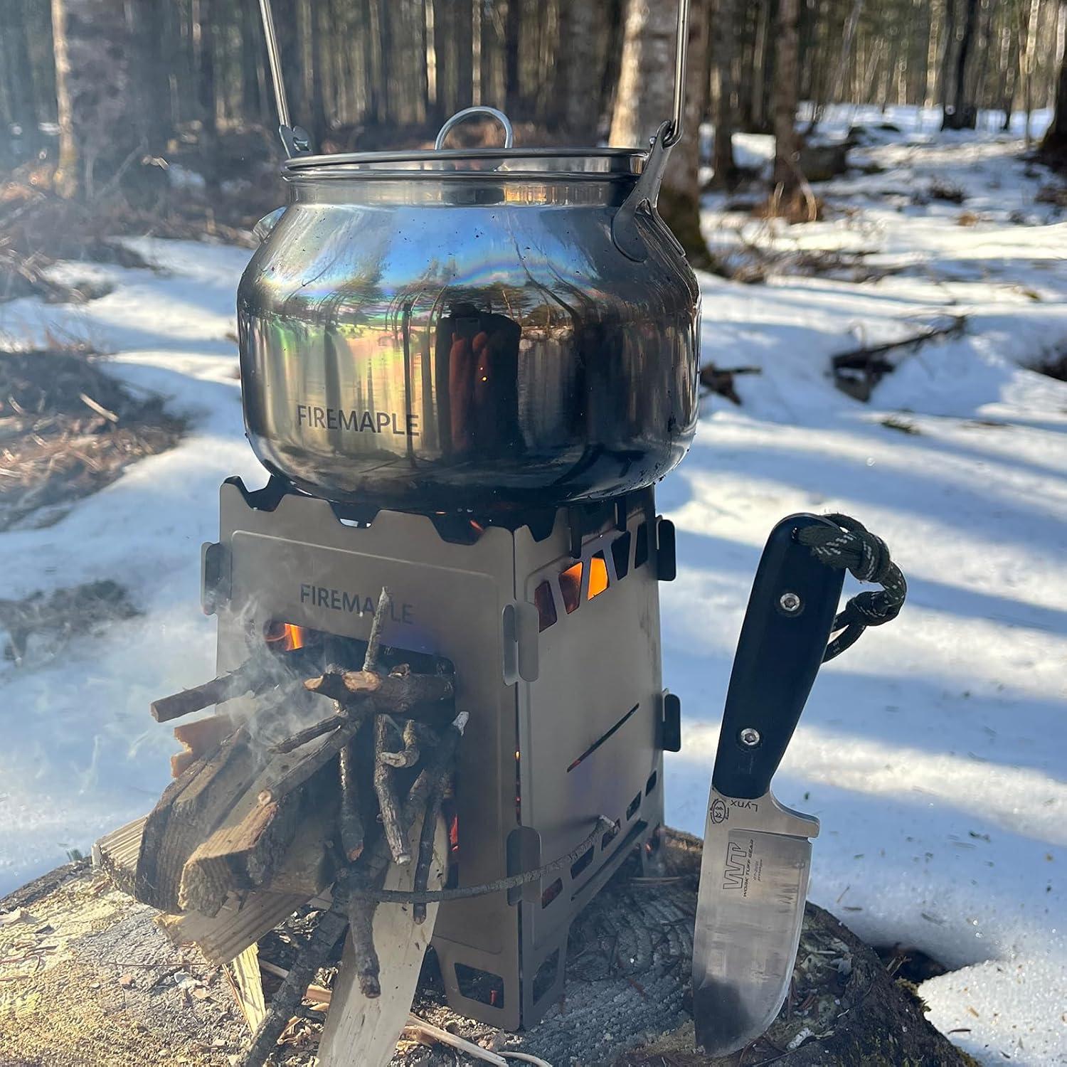 imageFireMaple Fortress Titanium Wood Stove UltraLightweight Compact ampamp MultiUse Stove for Camping Hiking ampamp Backpacking