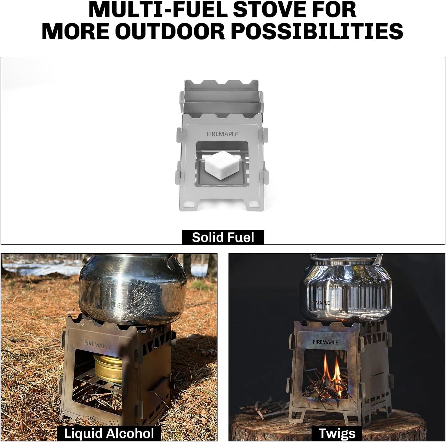 imageFireMaple Fortress Titanium Wood Stove UltraLightweight Compact ampamp MultiUse Stove for Camping Hiking ampamp Backpacking
