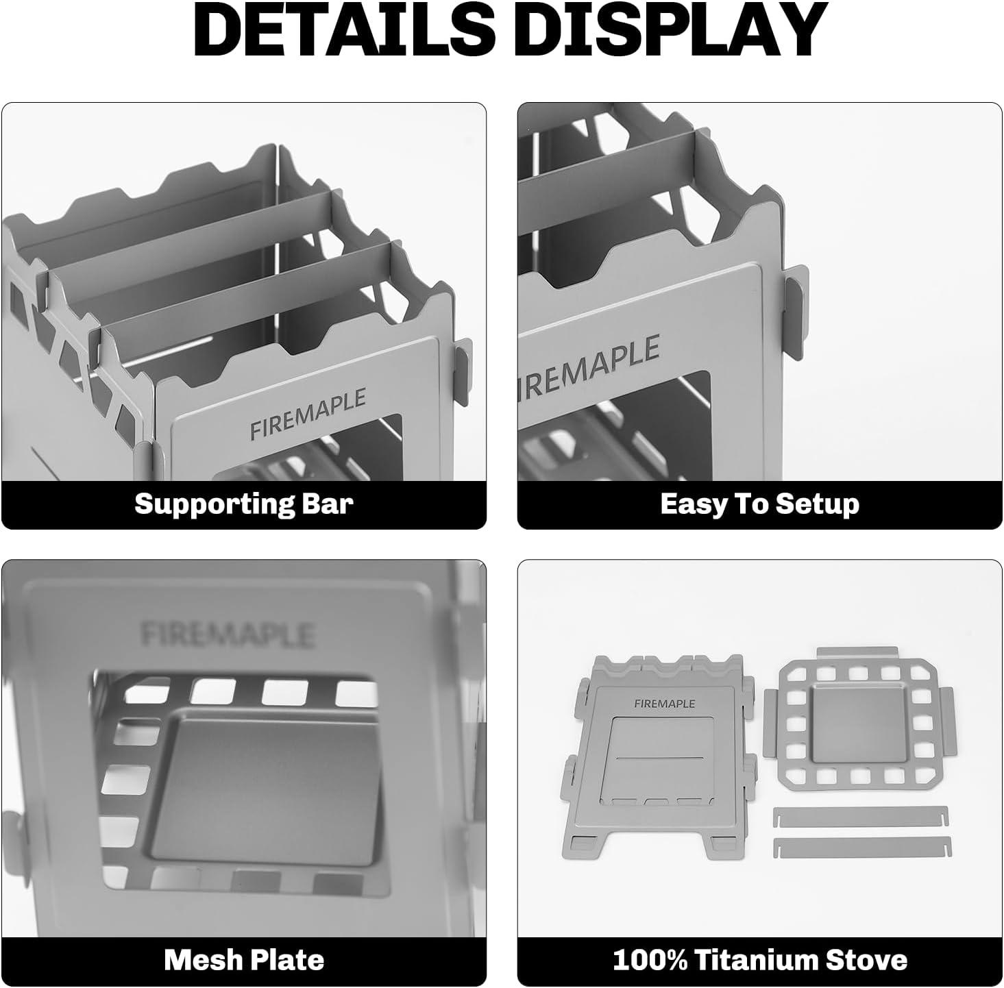imageFireMaple Fortress Titanium Wood Stove UltraLightweight Compact ampamp MultiUse Stove for Camping Hiking ampamp Backpacking