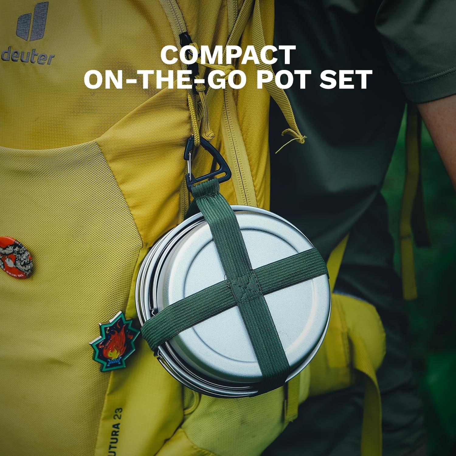 imageFireMaple Frost MINI Ultralight Camping Cookware Set Compact Aluminum Pot and Frypan for Backpacking and Hiking Lightweight Nesting Design Gas Canister Compatible