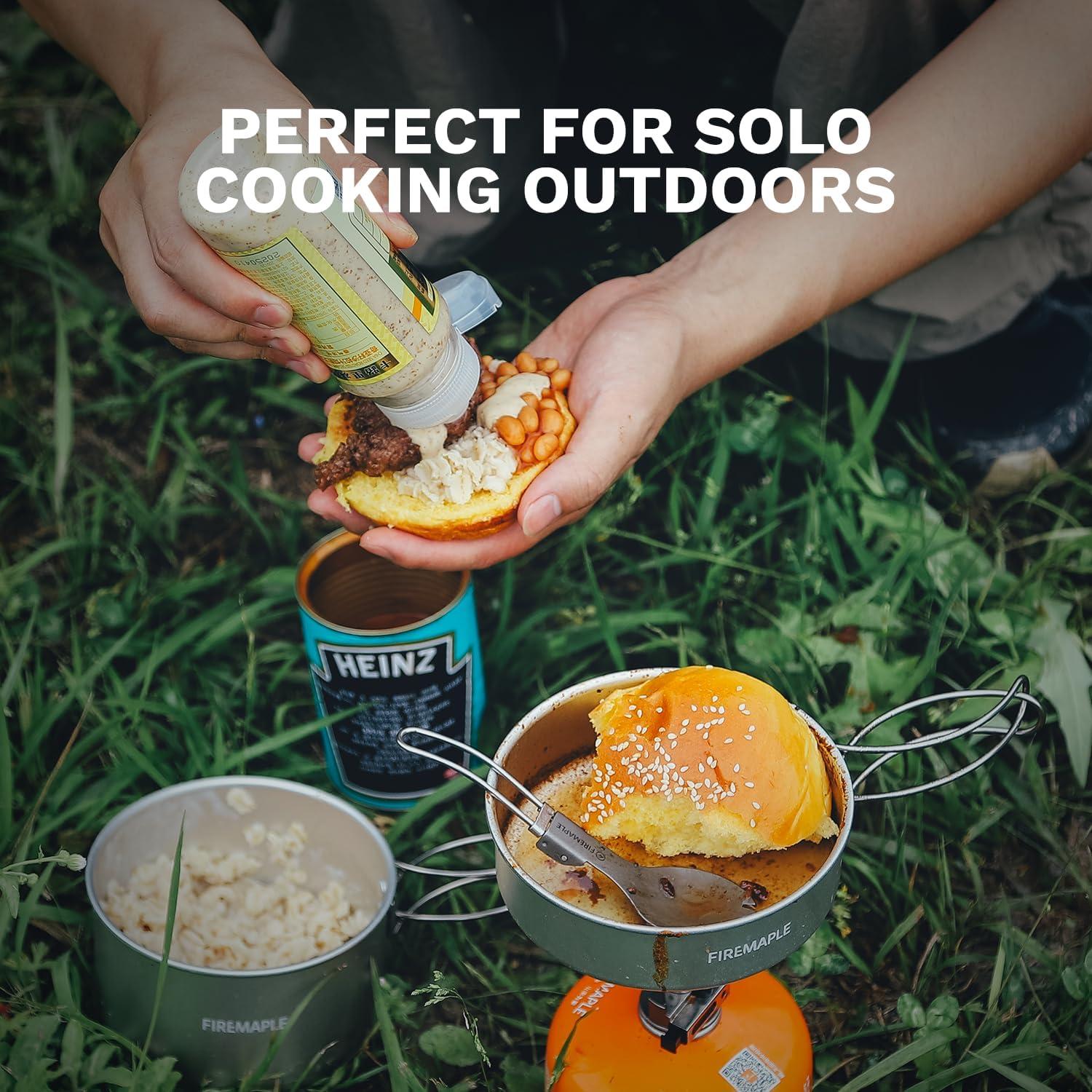 imageFireMaple Frost MINI Ultralight Camping Cookware Set Compact Aluminum Pot and Frypan for Backpacking and Hiking Lightweight Nesting Design Gas Canister Compatible