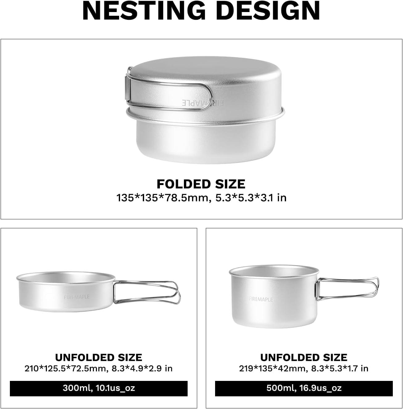 imageFireMaple Frost MINI Ultralight Camping Cookware Set Compact Aluminum Pot and Frypan for Backpacking and Hiking Lightweight Nesting Design Gas Canister Compatible