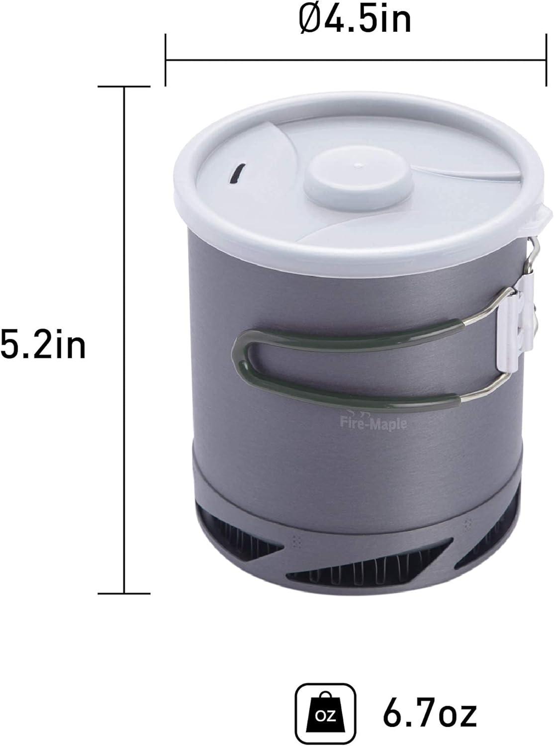 imageFireMaple Hard Anodised Aluminium Camping Pot with Folding Handle for Hiking Picnic with Heat Exchanger Cookware Camping PansGrey and White