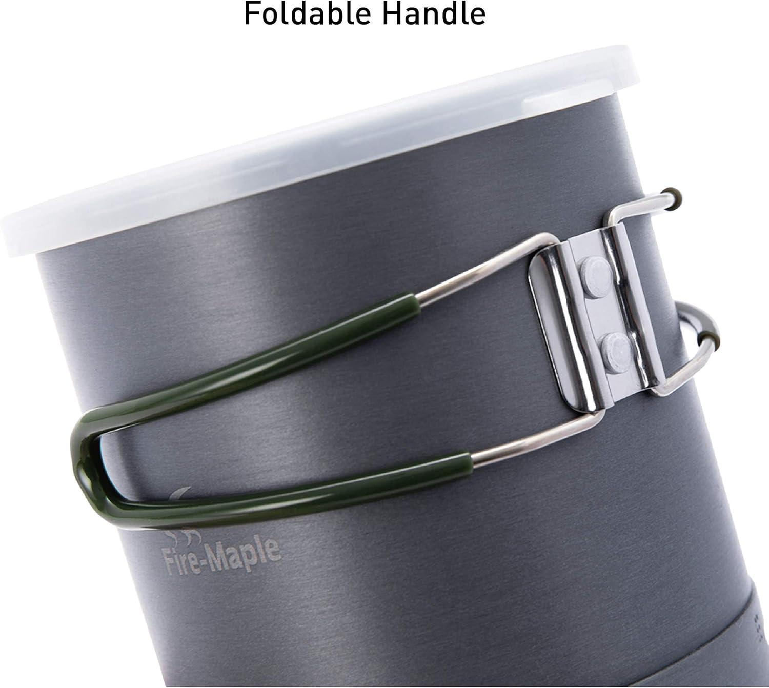 imageFireMaple Hard Anodised Aluminium Camping Pot with Folding Handle for Hiking Picnic with Heat Exchanger Cookware Camping PansGrey and White