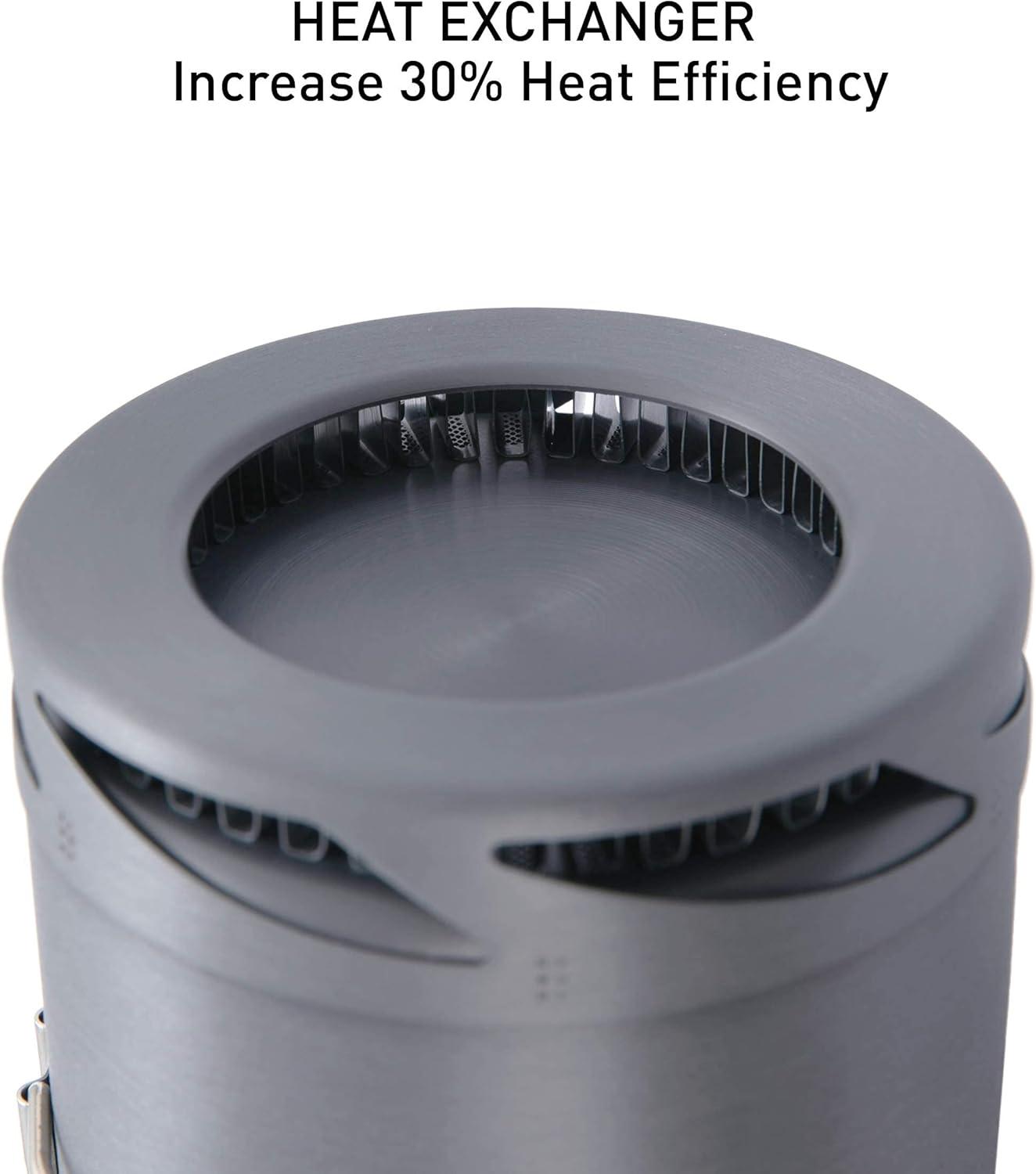 imageFireMaple Hard Anodised Aluminium Camping Pot with Folding Handle for Hiking Picnic with Heat Exchanger Cookware Camping PansGrey and White