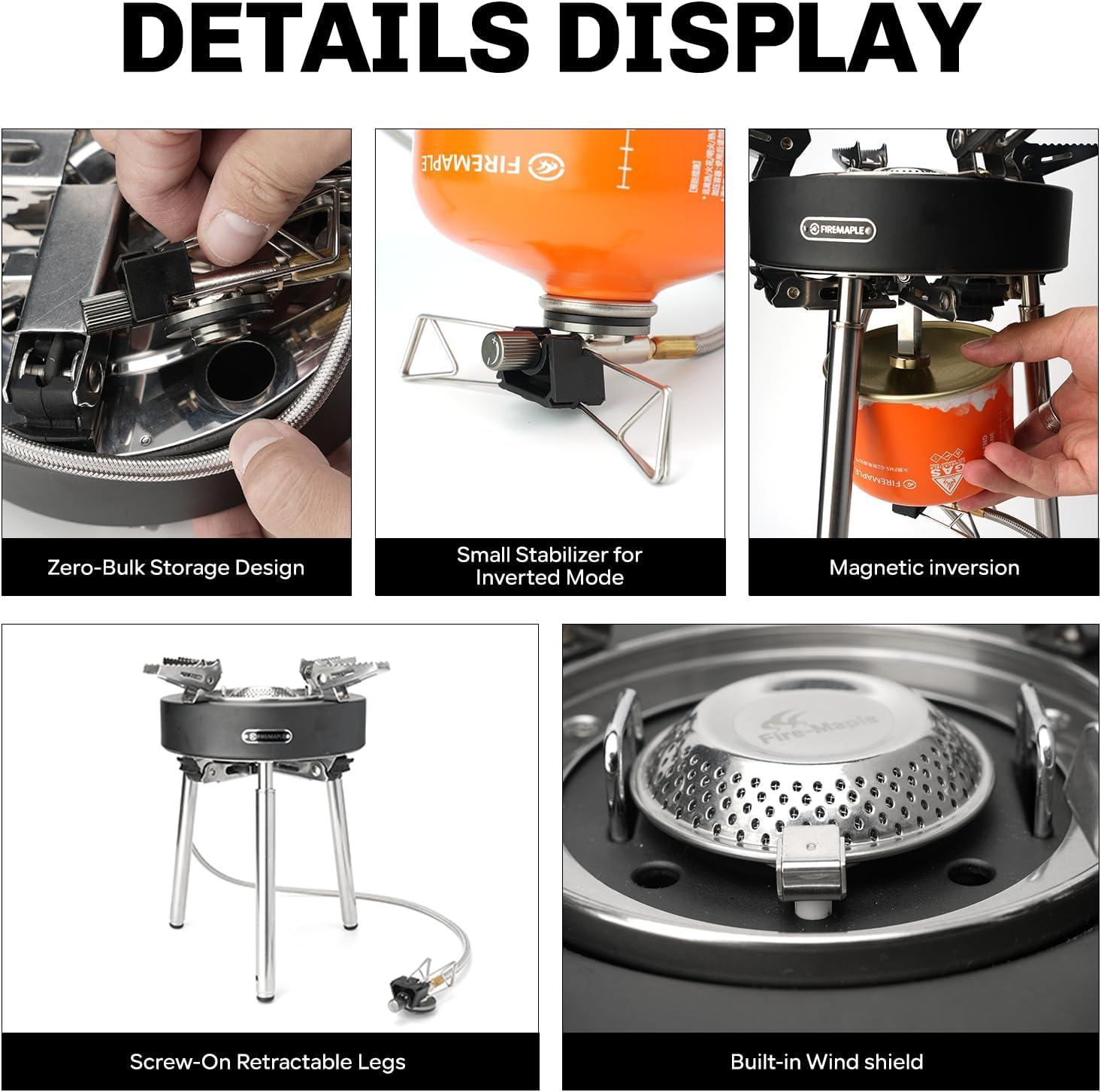 imageFireMaple Saturn X Camping Stove HighPower Outdoor Cooking Stove with Dual Preheating Tubes WindResistant Adjustable Height and Foldable Supports for Camping